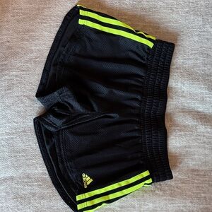 Adidas Black Shorts with Neon Yellow Accents